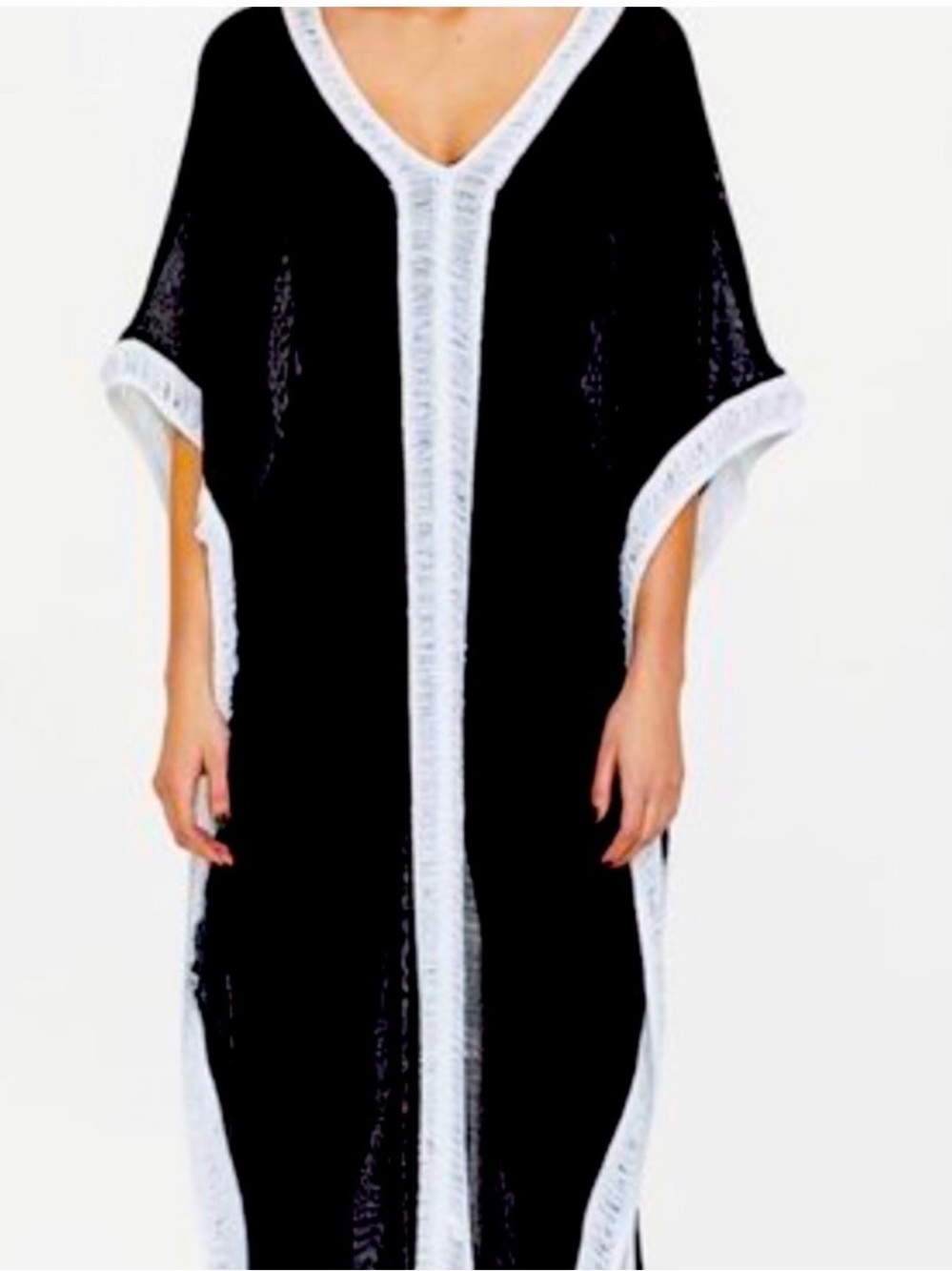 New with tags! Zara Rare Black Caftan/Dress/with White Trim